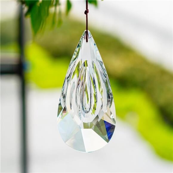 Hanging Crystal Prism Suncatcher Ornament Faceted Clear Crystal Drop Rainbow - Picture 6 of 7